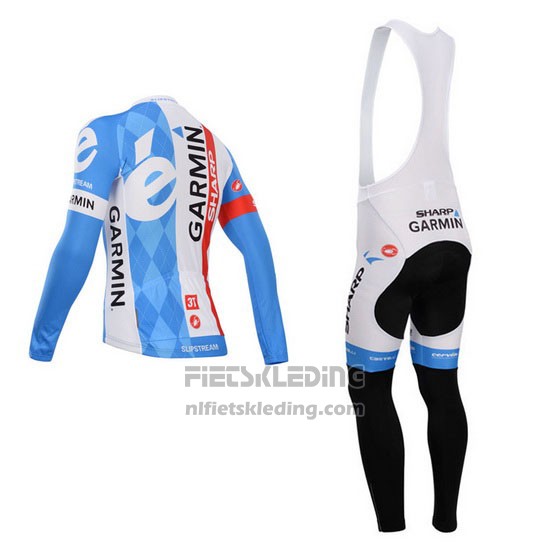 2014 Fietskleding Garmin Sharp Lichtblauw en Wit Lange Mouwen en Koersbroek